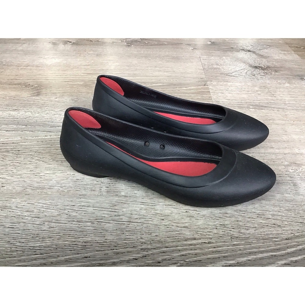 Crocs Lina Black Ballet Flats Comfort Slip On Casual Shoes 203404 Womens Size 7